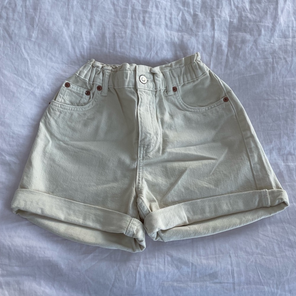 Zara Girls Cream Cored Denim Shorts